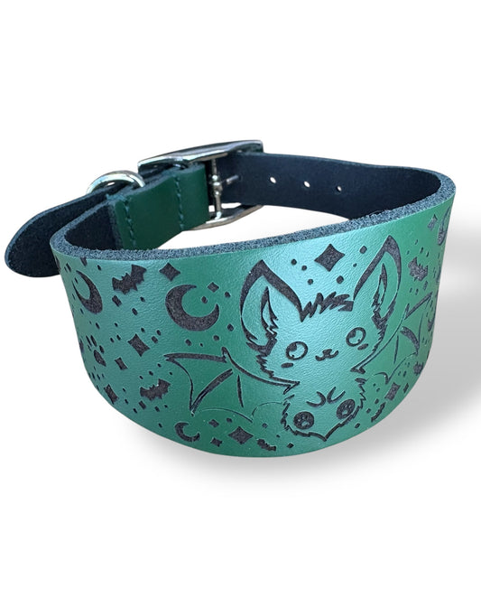 Leather Collar - HALLOWEEN - The Moonlit Bat