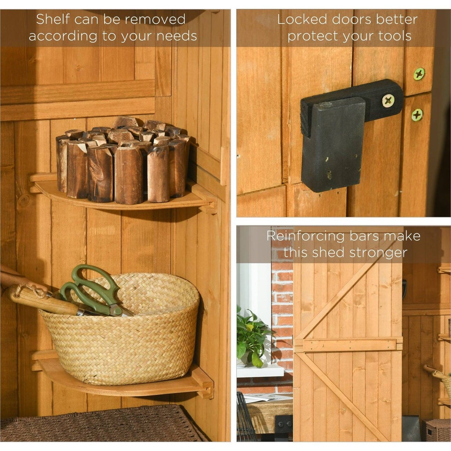 Rustica 179cm Single Door Apex Garden Store Fir Wood Teak by Steadfast