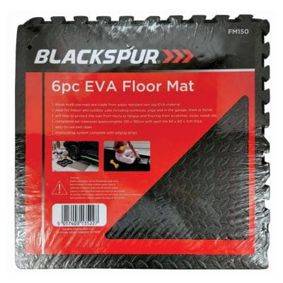 Thick 6pc Black 60cm x 60cm EVA Gym Flooring Tile Set
