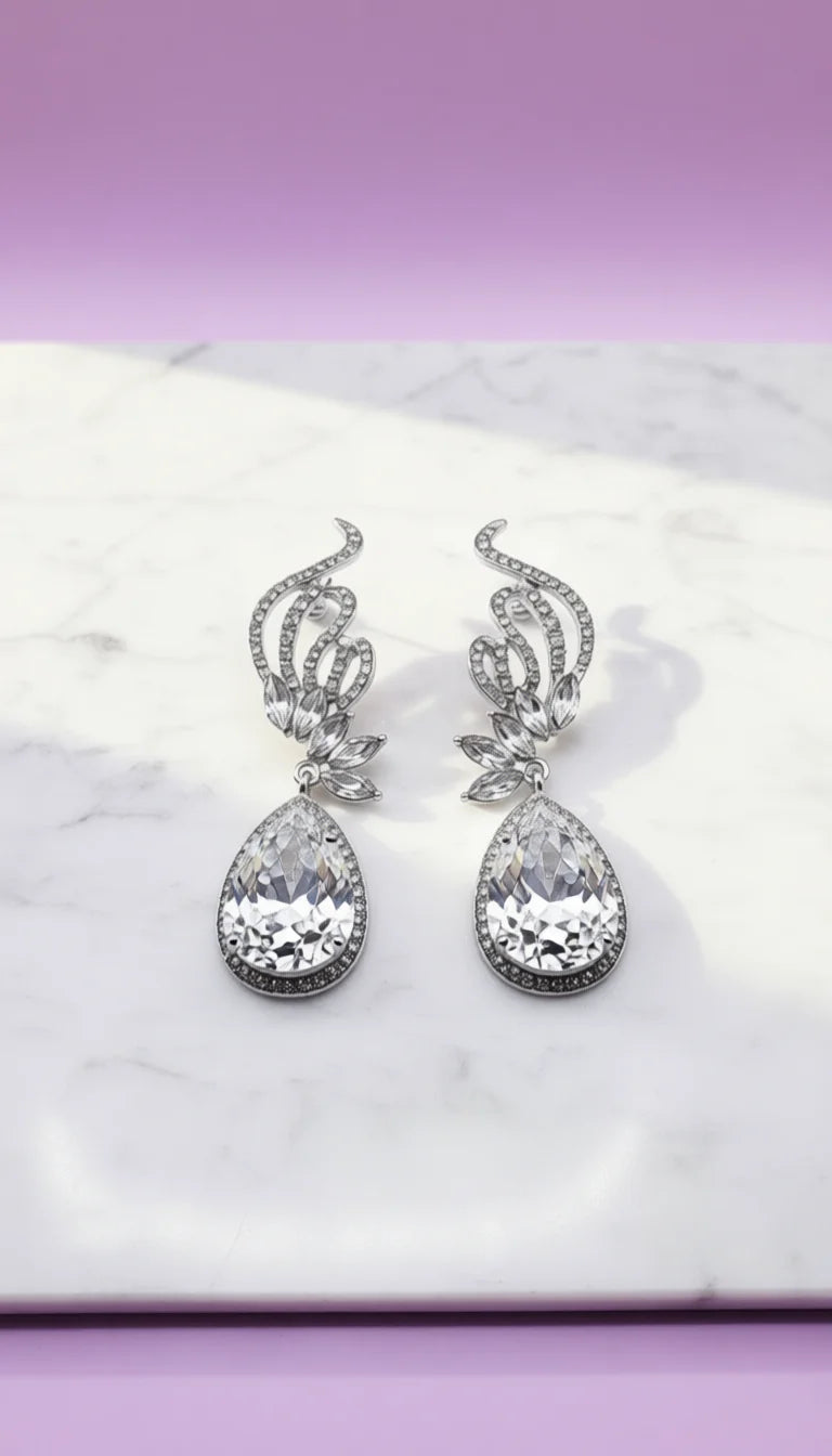 Curved Crystal Drop & Dangle Earrings