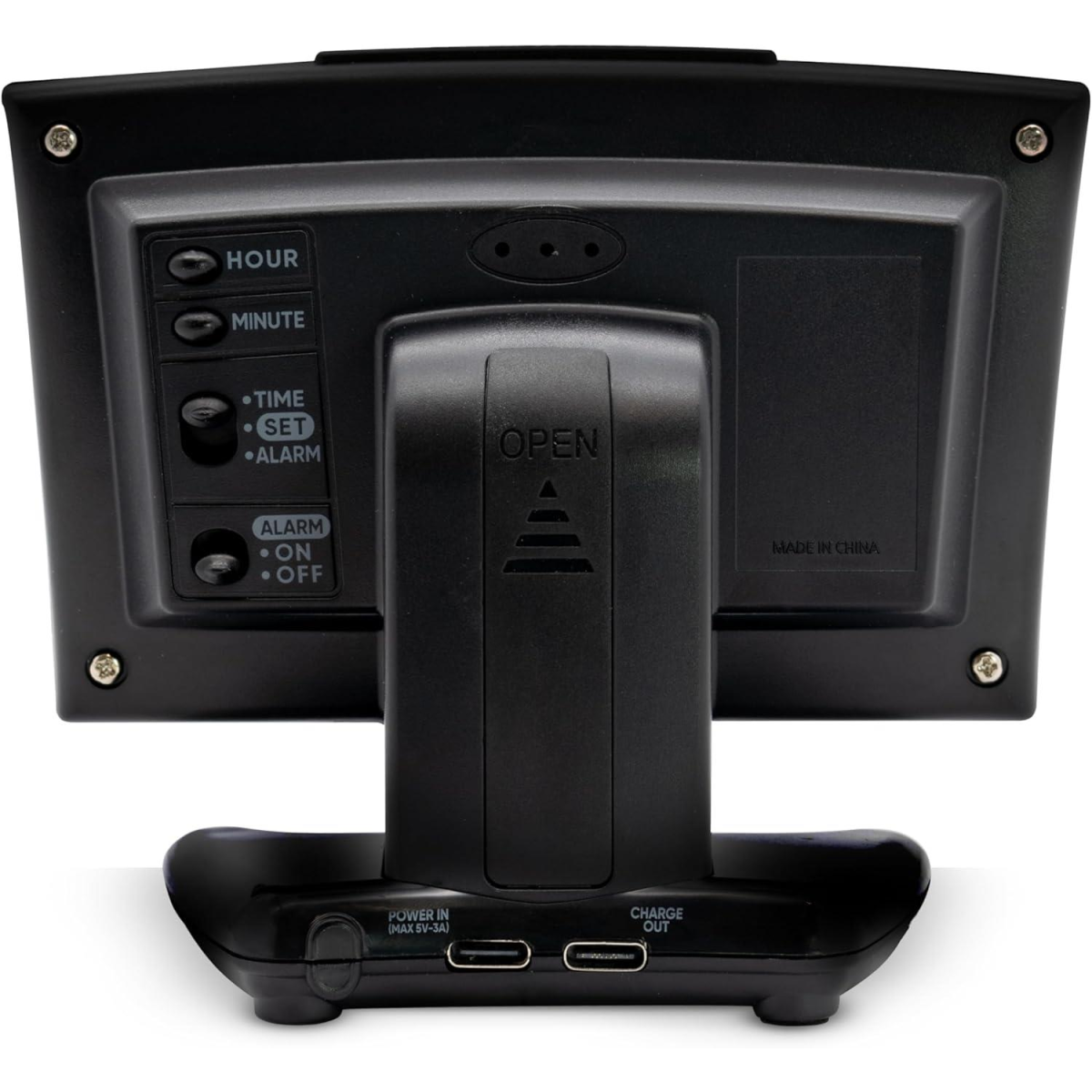 Acctim Jenson LED Digital in Black with USB-C Smart Connector Blue 0.9'' Display Alarm Clock