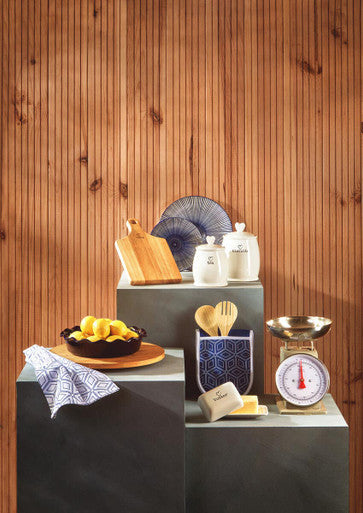 Modern Retro White Blue Double Oven Glove