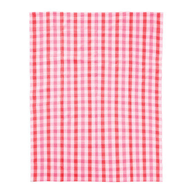 Thread and Loom Pink And Poppy Red Check Tablecloth