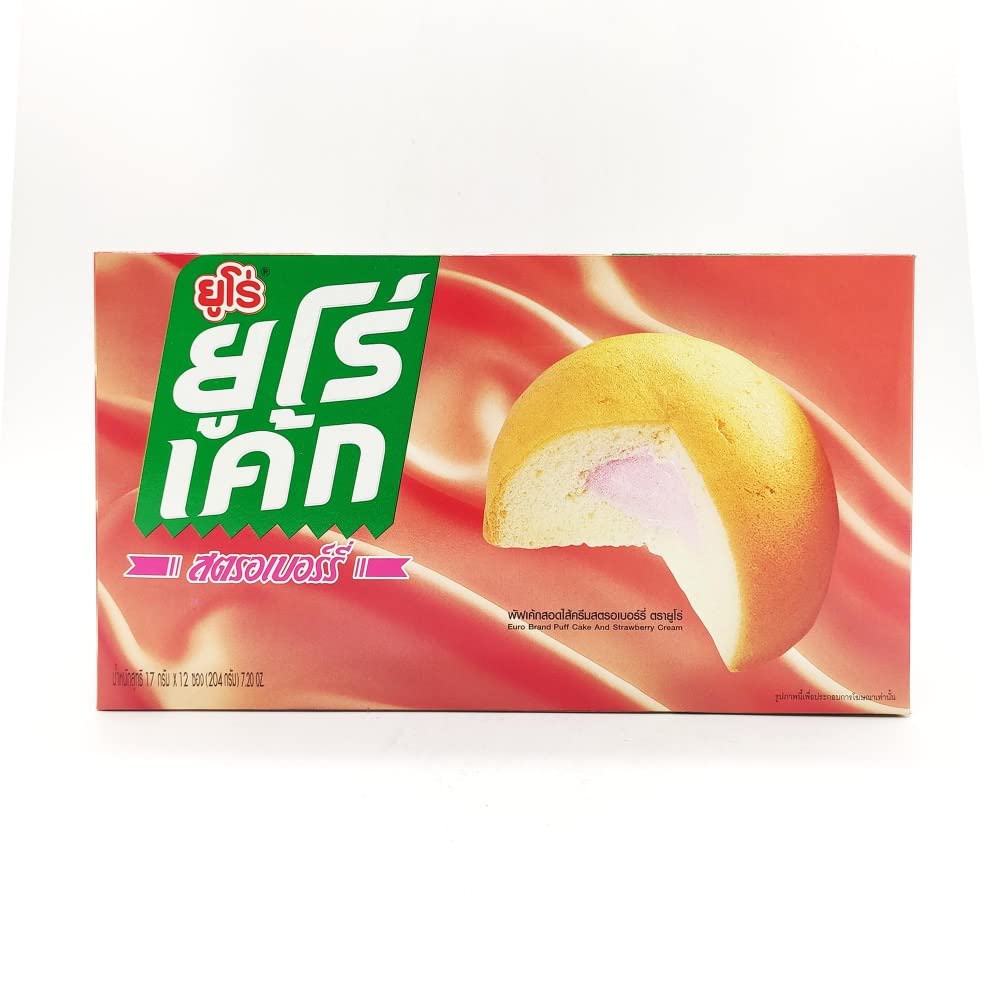 EURO CAKE Puff Cake & Strawberry Cream 12x17g