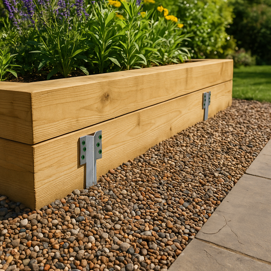 Galvanised Steel Railway Sleeper Brackets - 40cm - Pack of 10