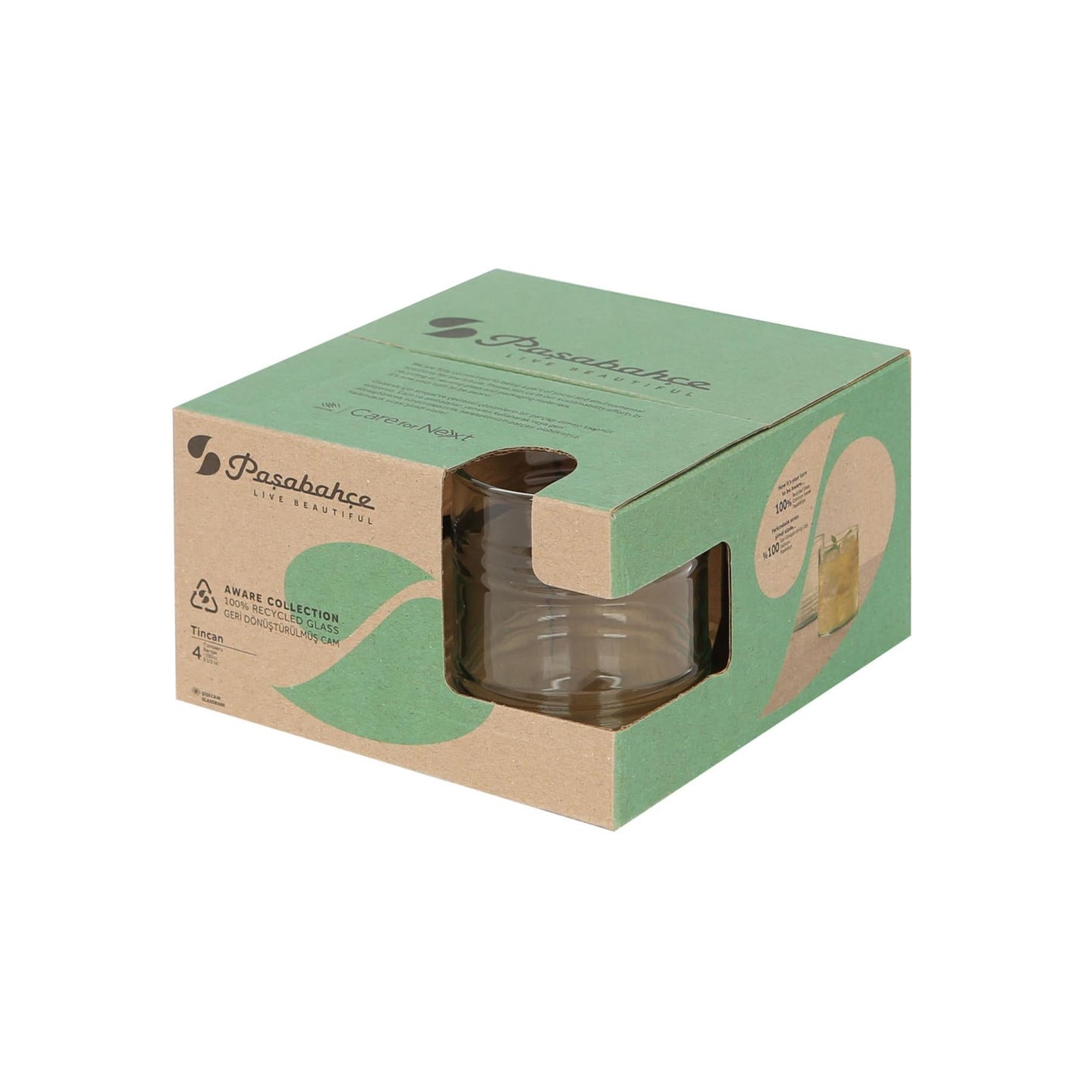 280ml Aware Tincan Recycled Glass Tumblers - Green - Pack of Four