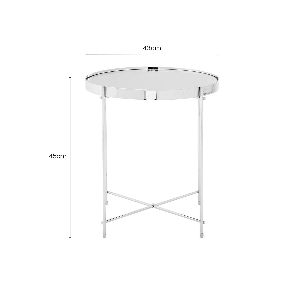 Allure Silver Mirrored Glass Round Side Table