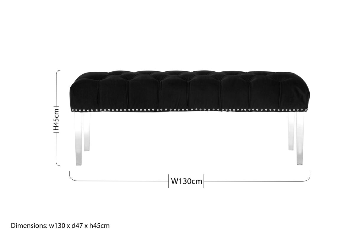 Clarence Black Velvet Bench