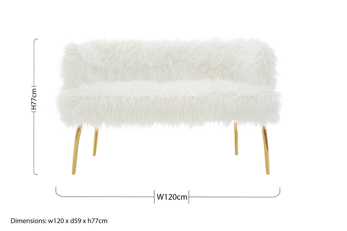 Fur Effect Sofa with Gold Legs, Clarence