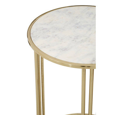 Macy White Marble Round Side Table