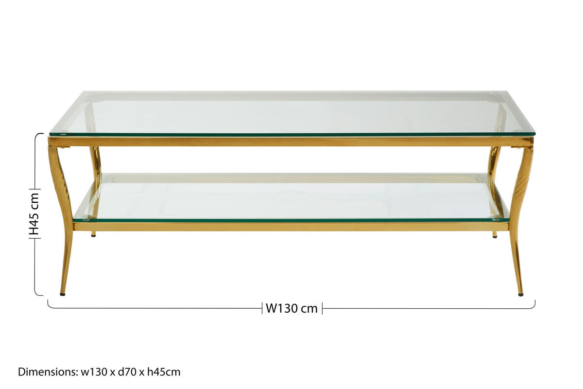 Arezzo Tempered Glass Two Tier Coffee Table