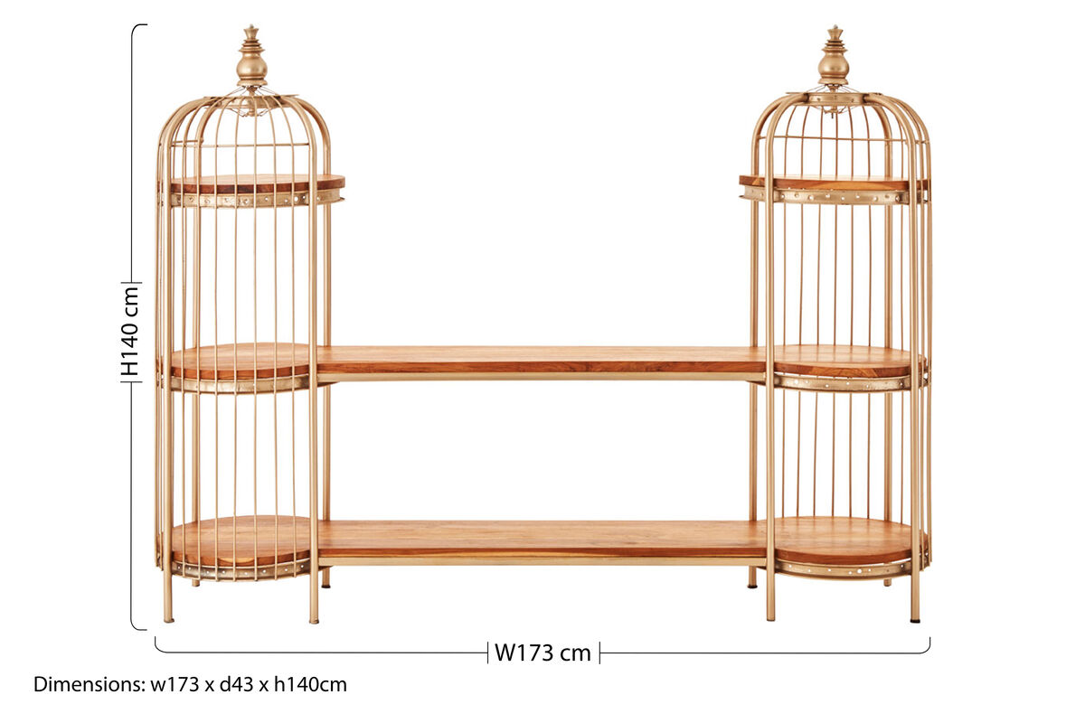 Mantis Champagne Gold Finish Birdcage Shelf Unit