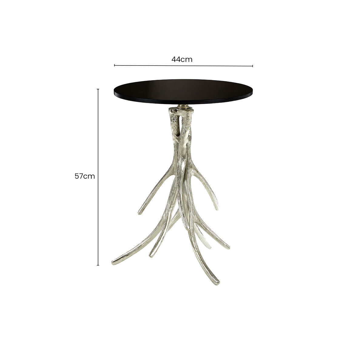 Antler Round Side Table with Black Marble Top