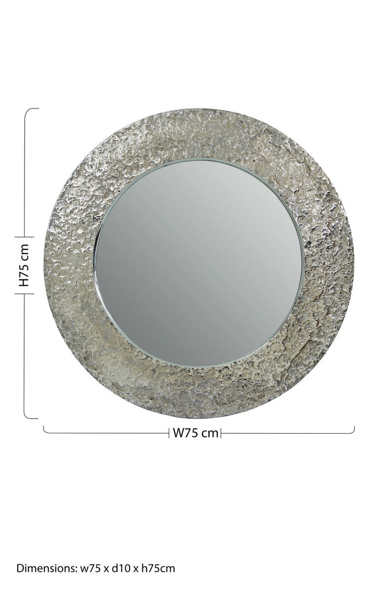 Akola Nickle Finish Round Wall Mirror