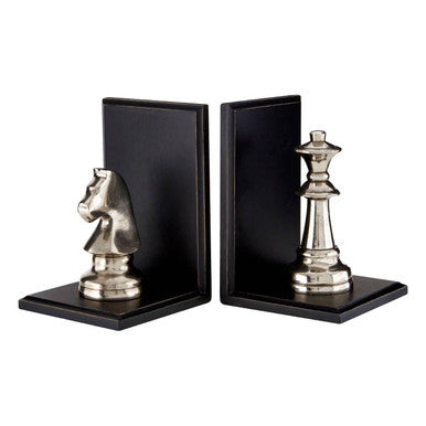 Kensington Townhouse Set of 2 Silver Chess Piece Bookends