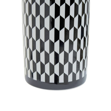 Marlo Small Black And White Geometric Print Ceramic Jar