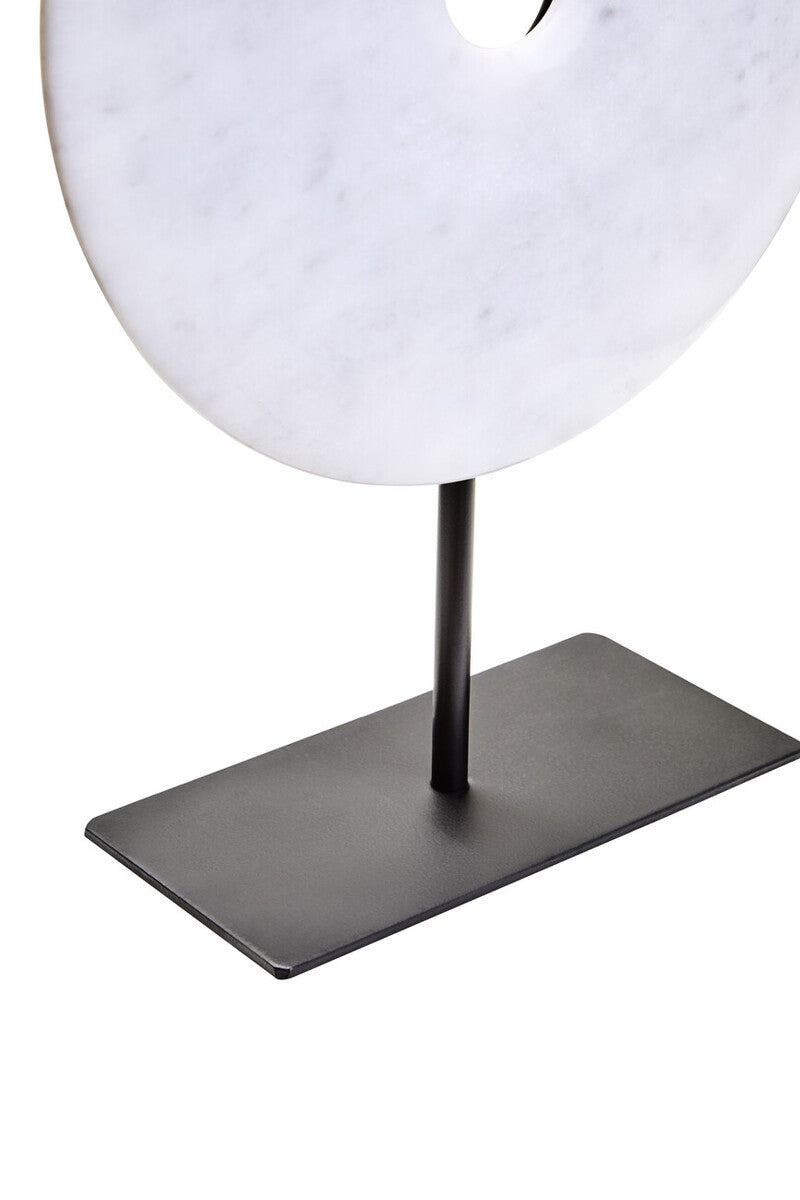 Zoro Medium Round Dia 25cm White Marble Disc Sculpture