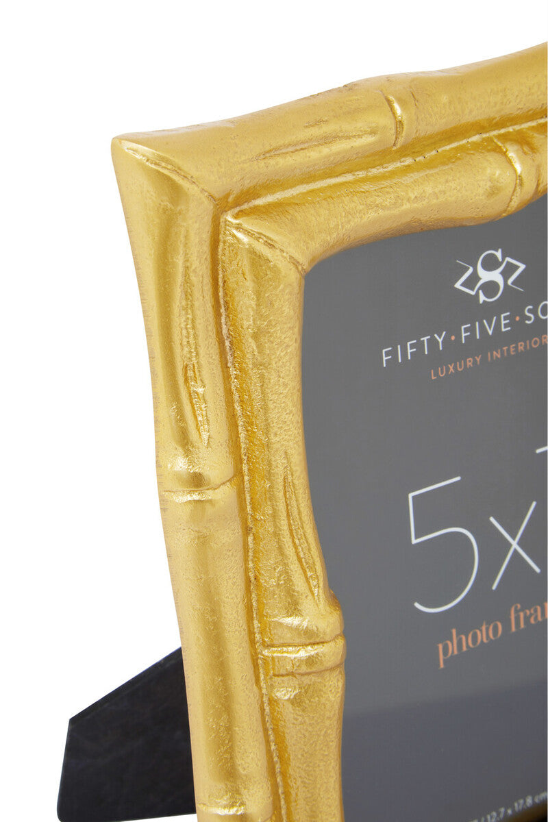 Hiba Gold Finish Bamboo Effect Photo Frame 5x7in