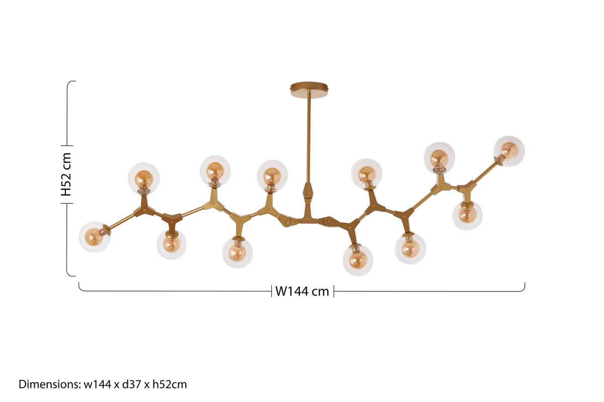 Abira 12 Arm Gold Finish Pendant Light