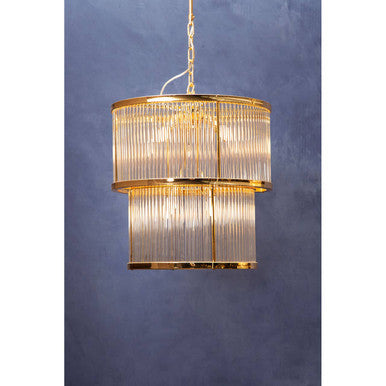 Salasco 2 Tier Gold Finish Glass Chandelier