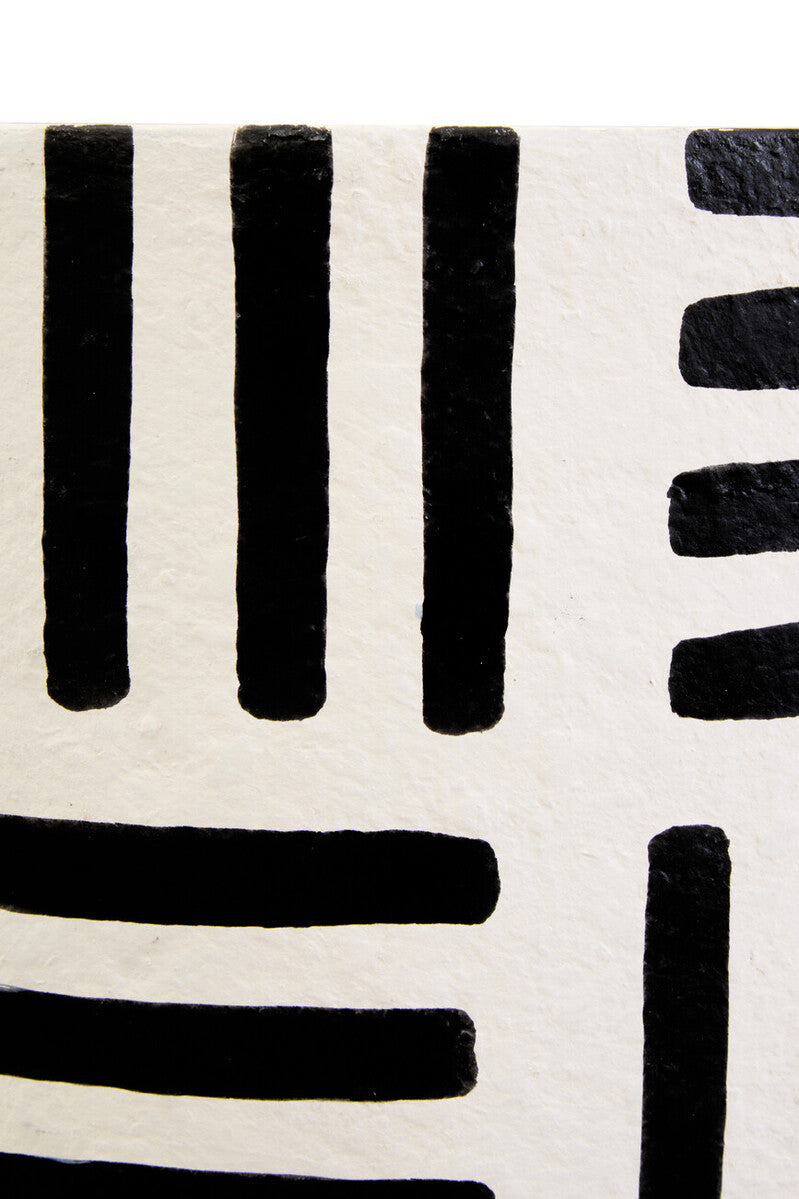 Carta Black And White Papier Mache Table Lamp with Geometric Lines