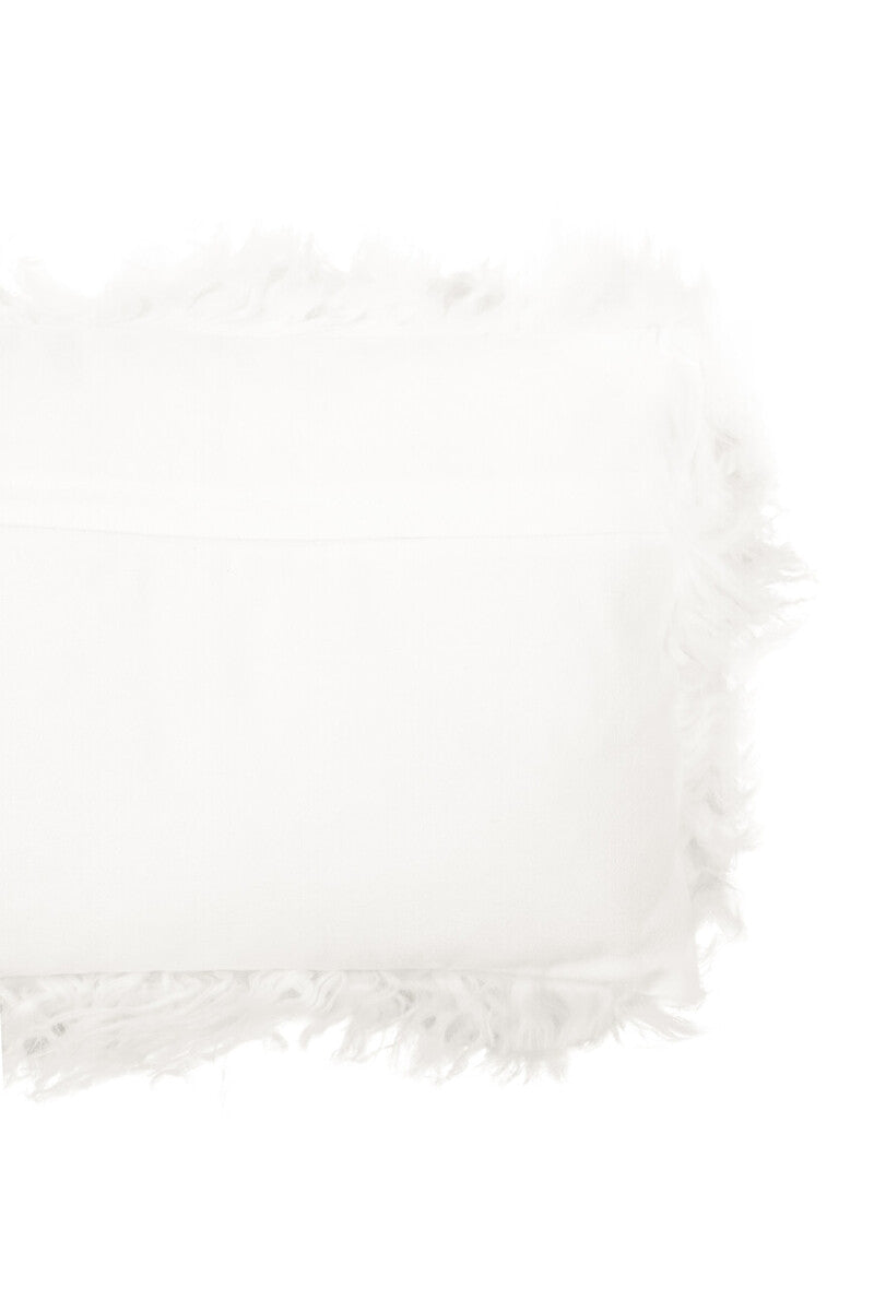 Bosie Real Mongolian Fur White Rectangular Cushion