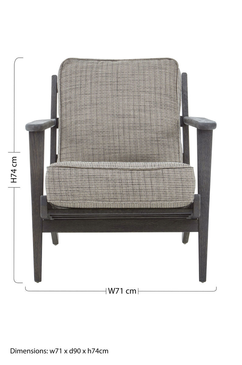 Hector Tweed Armchair With Black Oak Wood Frame