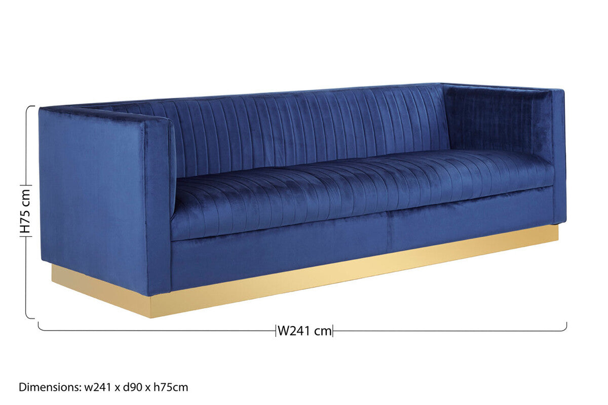 3 Seater Deep Blue Sofa, Opal