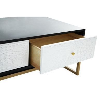 Dumas Black and White Four Drawer Coffee Table