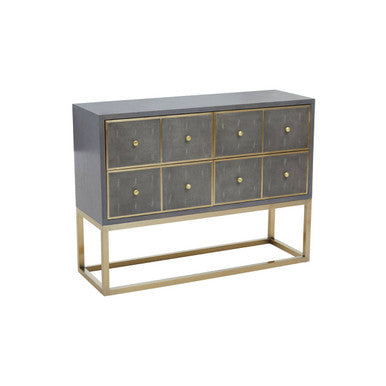 Deskey Grey Shagreen Effect Four Drawer Console Table