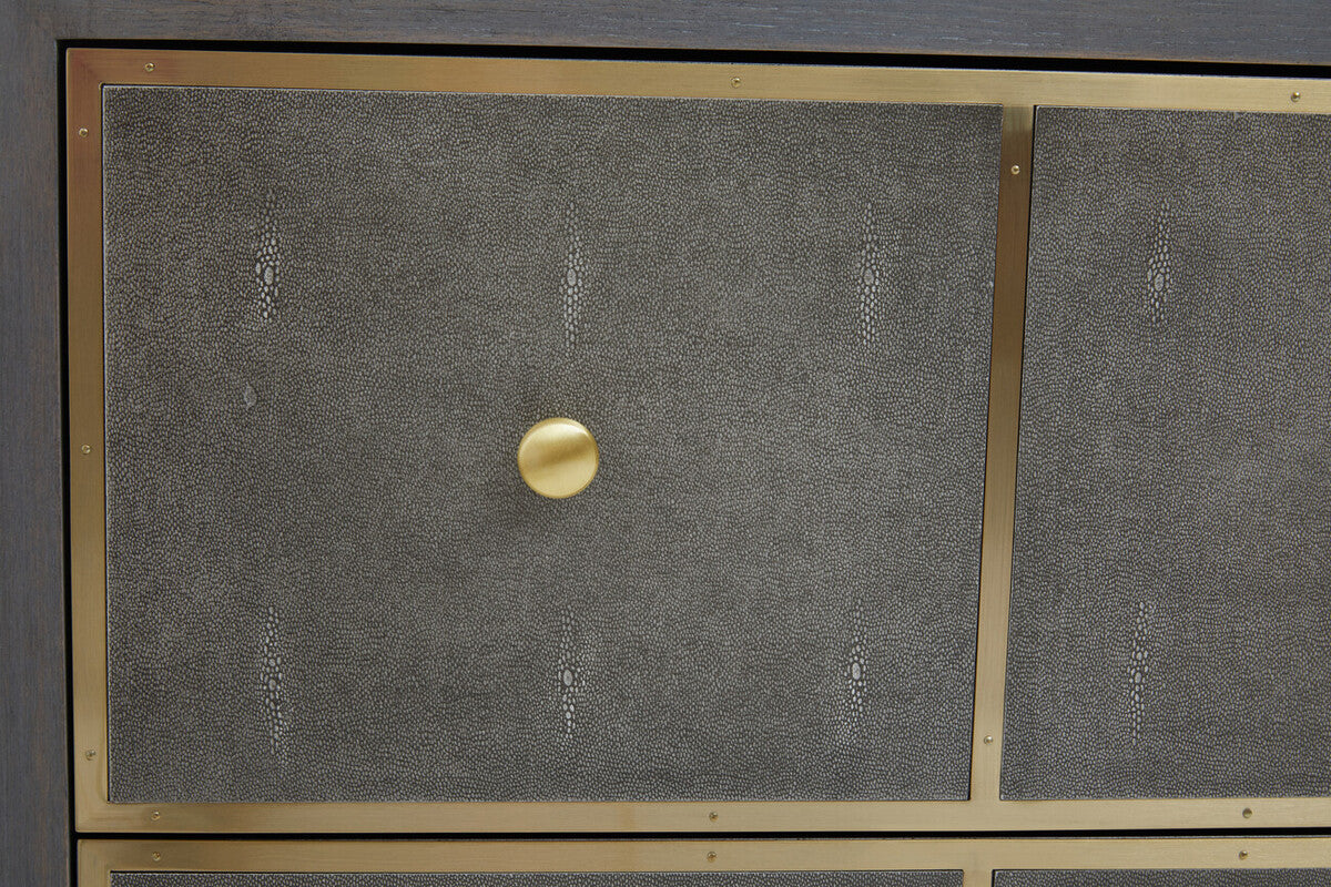 Deskey Grey Shagreen Effect Four Drawer Console Table