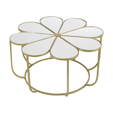 Rabia Petal Coffee Table With Mirrored Top