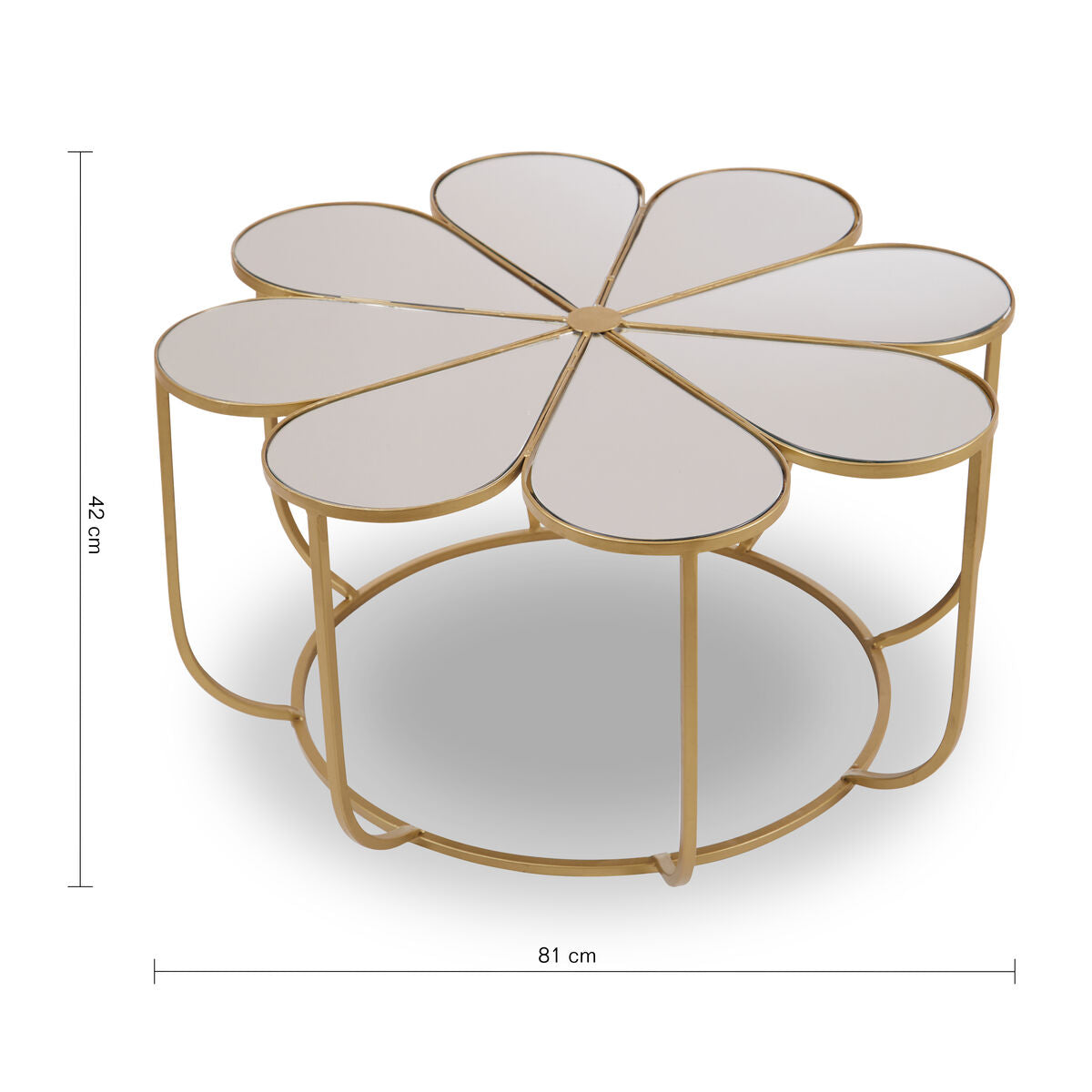 Rabia Petal Coffee Table With Mirrored Top