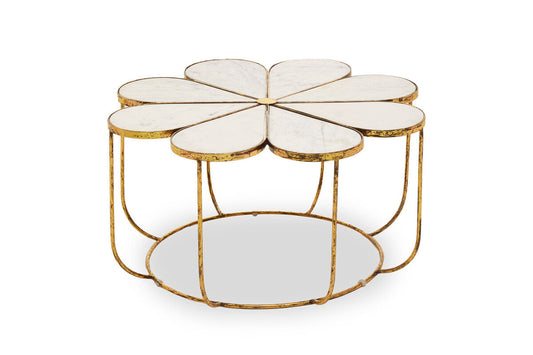 Rabia Petal Coffee Table With Marble Top