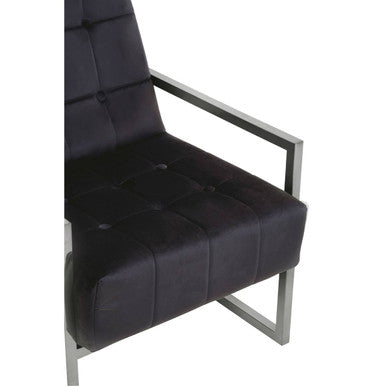 Hana Black Velvet Chair with Stainless Steel Frame