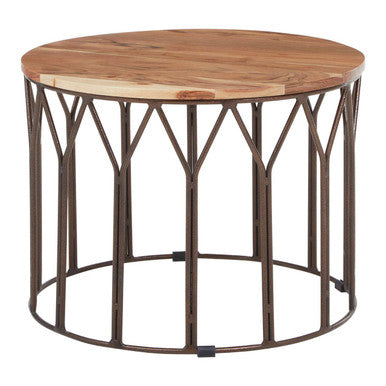 Boho Acacia Wood Round Coffee Table
