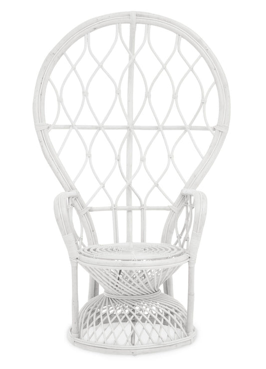 Java Grey And White Natural Rattan Curved Chair
