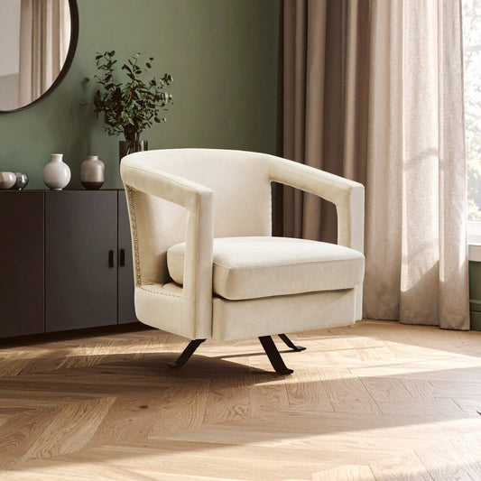 Hestia Beige Velvet Swivel Chair