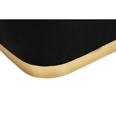 Hartford Black Velvet and Matte Gold Rectangular Pouffe