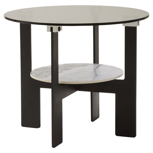 Imperia Round Grey Glass and Ceramic Small Coffee Table
