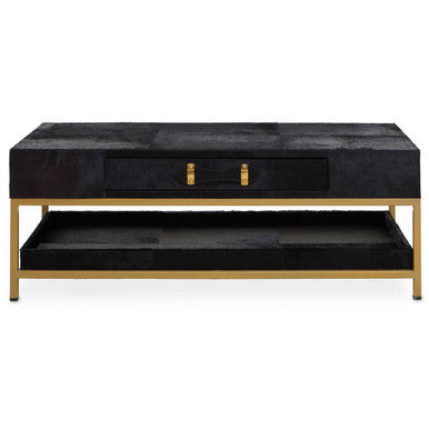 Kensington Townhouse Hair On Leather Black And Gold Coffee Table