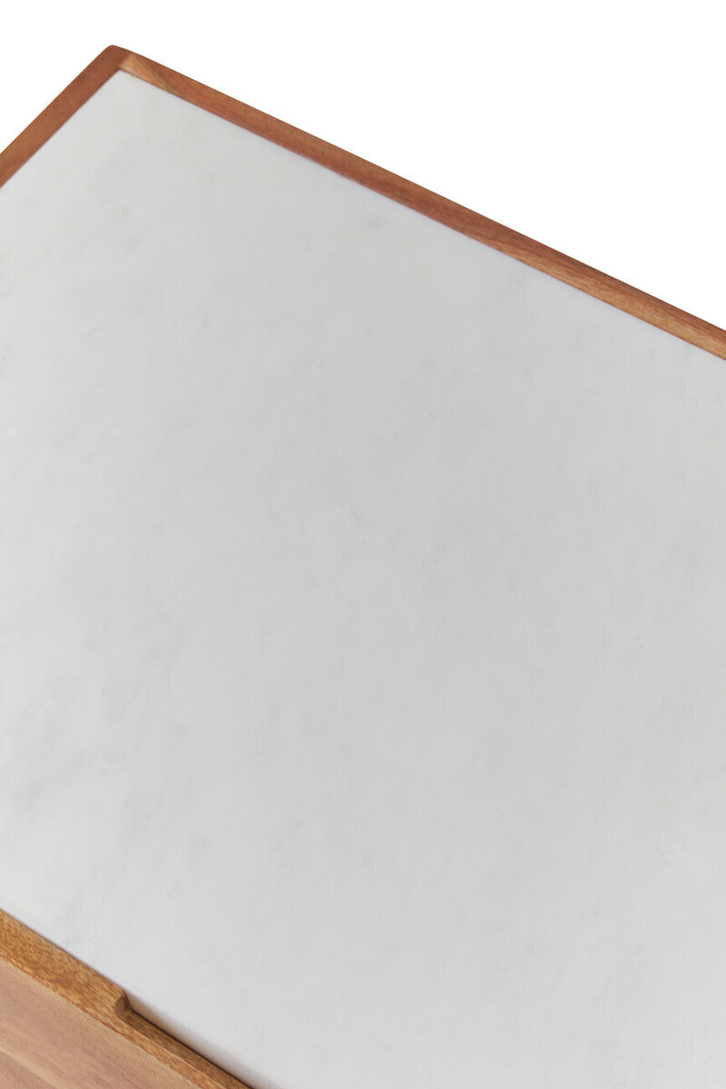 Myan Acacia Wood and White Marble Media Unit