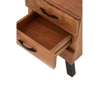 Nashik Three Drawer Acacia Side Table