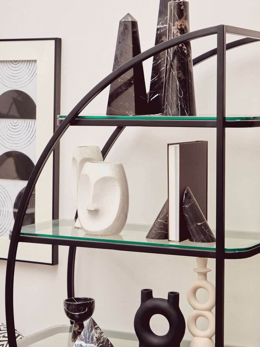 Vogue Left Half Moon Black Shelf Unit
