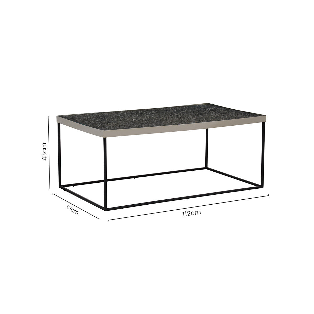 Akola Rectangle Coffee Table in Silver and Glass