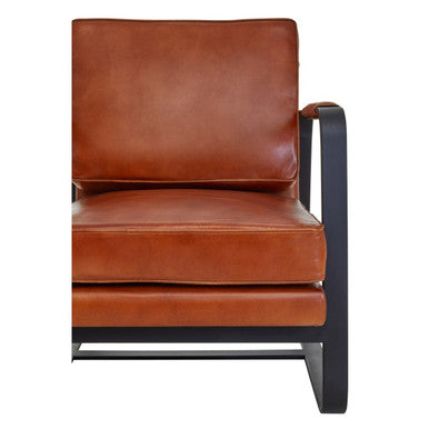 Buffalo Brown Leather Armchair With Black Iron Frame