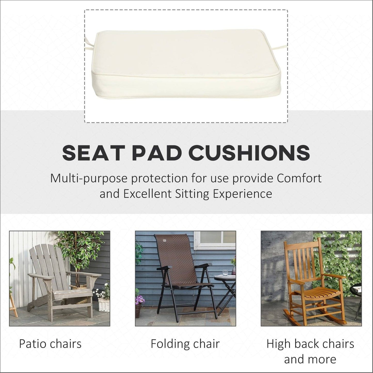 Set of Six Replacement Chair Cushions - Cream White