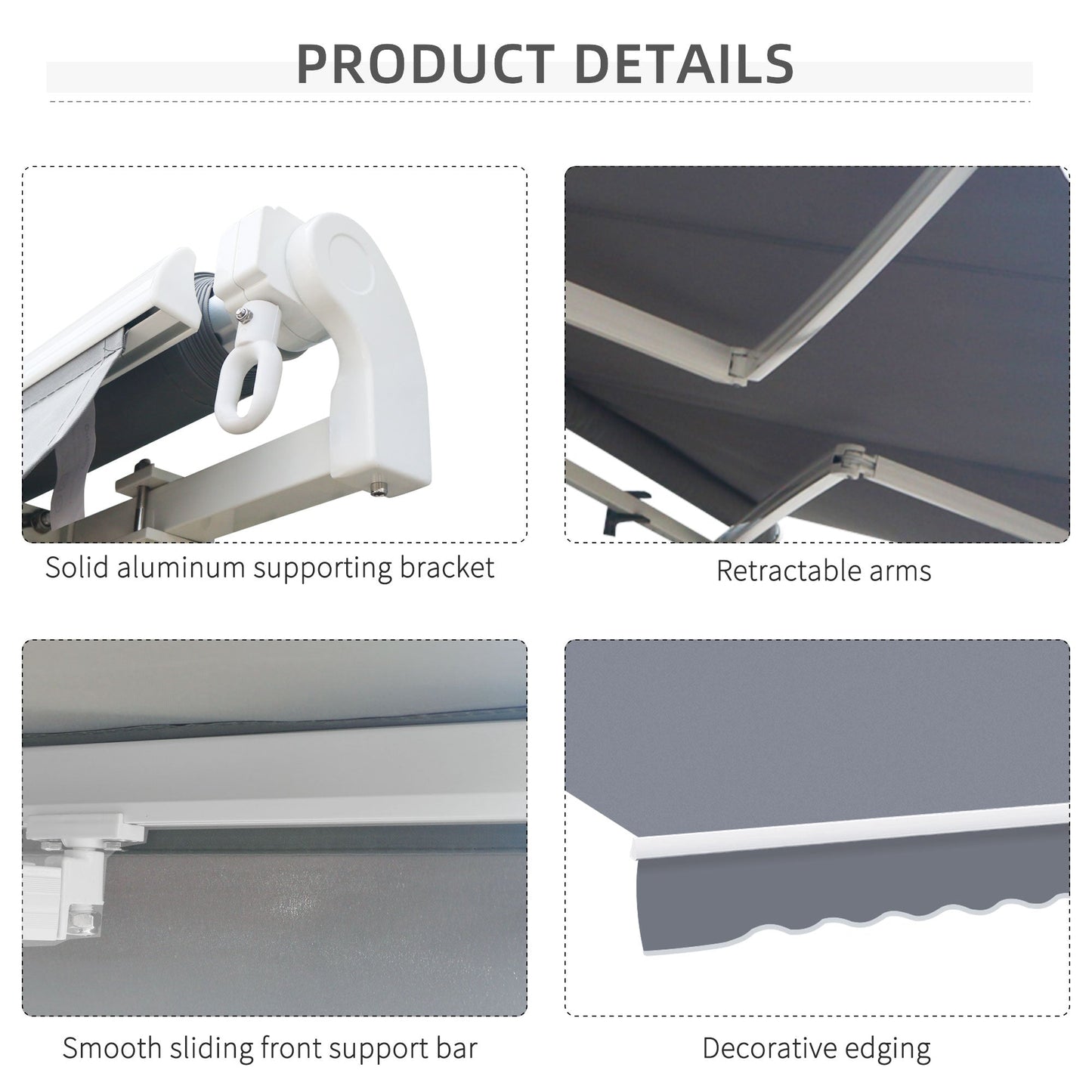 Manual Retractable Awning Size 4M X3M-Grey