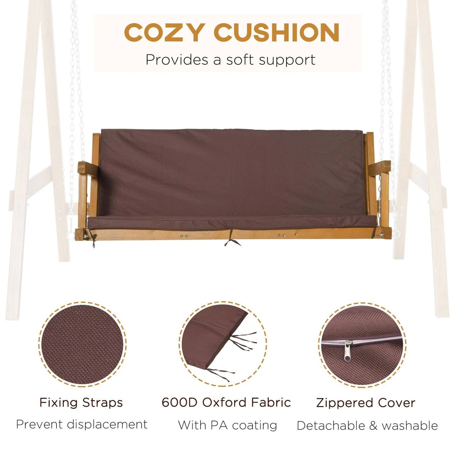 3 Seater Garden Swing Seat Outdoor Swing Chair with Adjustable Canopy
