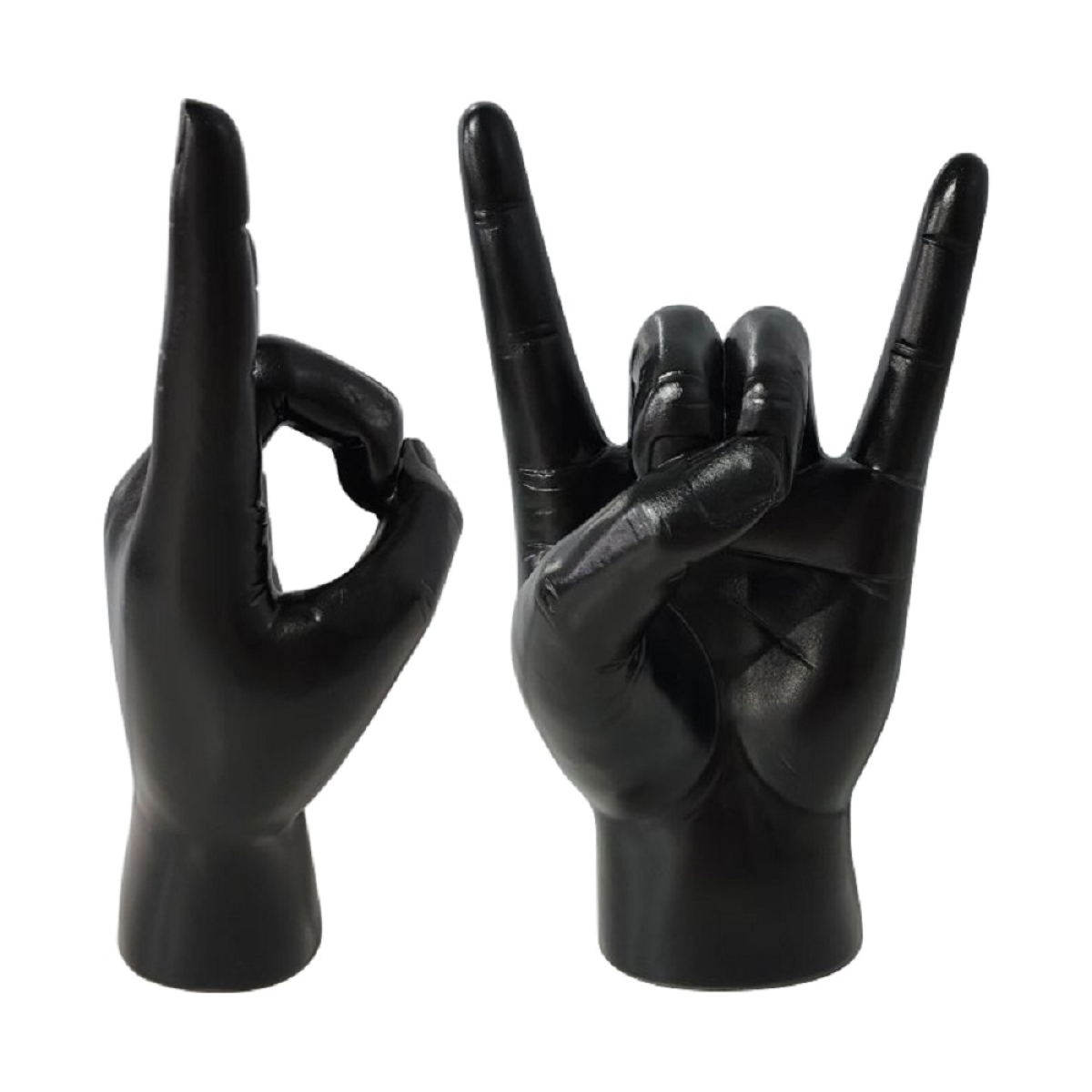 Resin Rock n Roll Hand Gesture Sculpture, Black and Gold Figurine for Home Decor Statue Gift